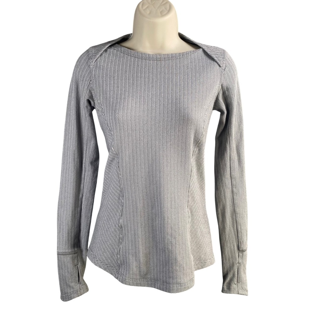 Lululemon Long Sleeve Top Womens Size‎ 2 Herringbone Fitted Athletic Activewear